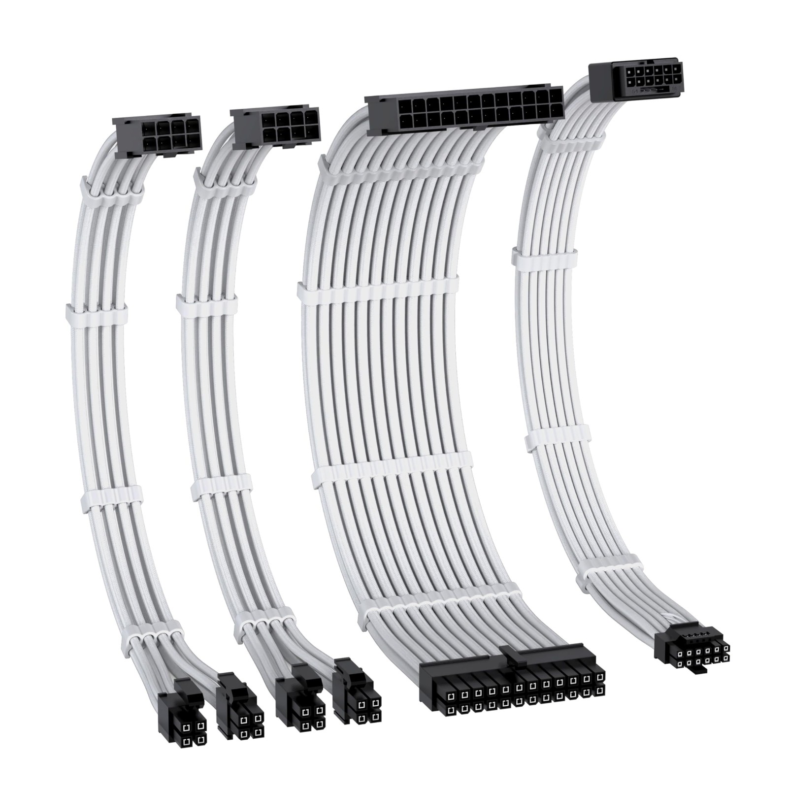EZDIY-FAB 12VHPWR PSU Extension Cable 30cm 16AWG 4-Piece White Japan Import
