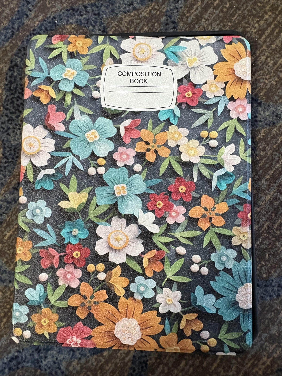 Supveco Composition Book Floral Multicolor IPad Folio Case Stand Pencil Holder