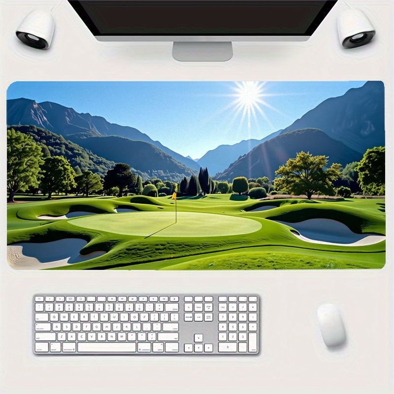 Extra-Large Golf Course Mouse Pad - Vivid Greens, Bunkers, Water Hazards, and