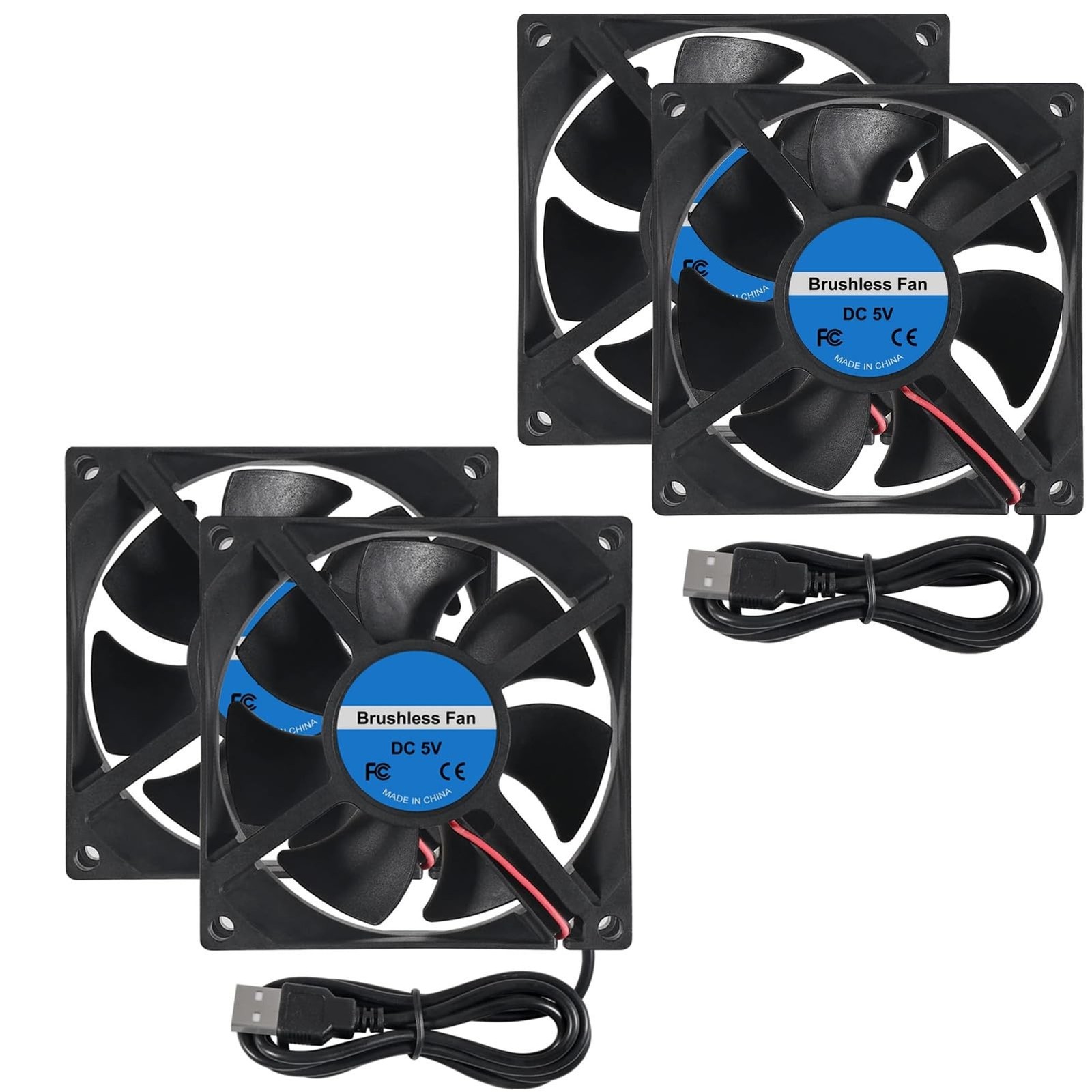 4pcs 8025 Cooling Fan 80x80x25mm DC 5V USB Cooler Brushless 80mm XH2.54 for D...