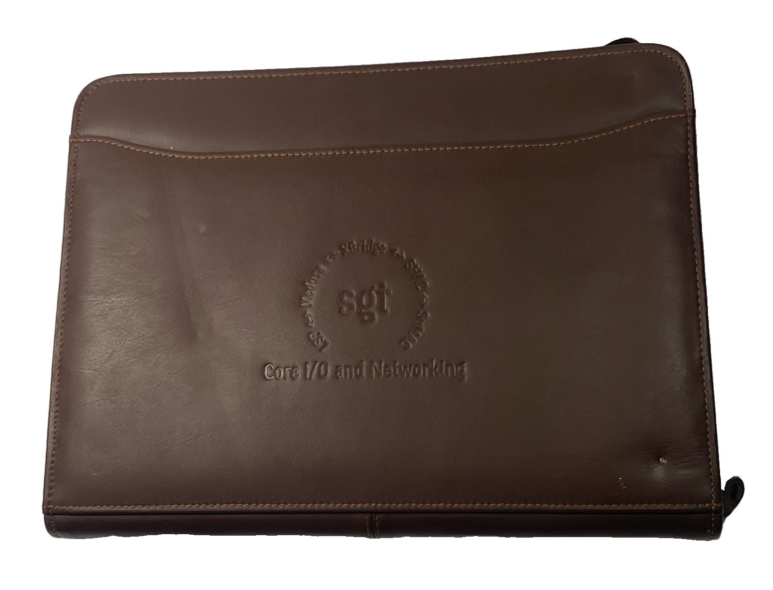 Vintage SGI Silicon Graphics Leeds Leather Brown Organizer Travel Portfolio VGUC