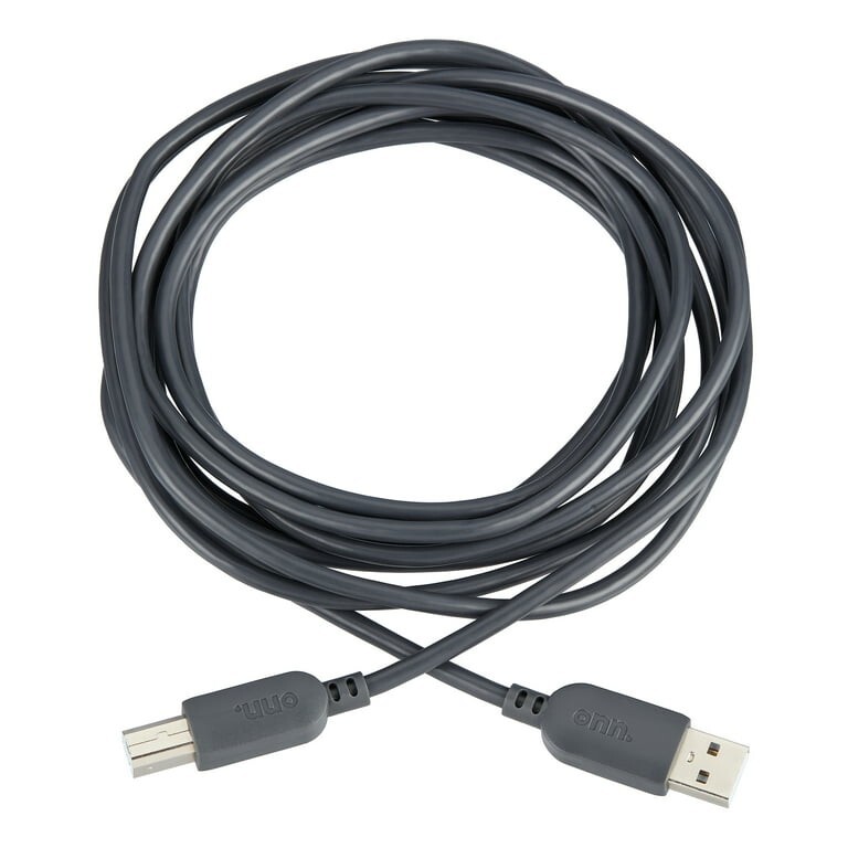 USB Printer Cable Onn 2.0 A B Male Type High Speed Black Cord 10ft