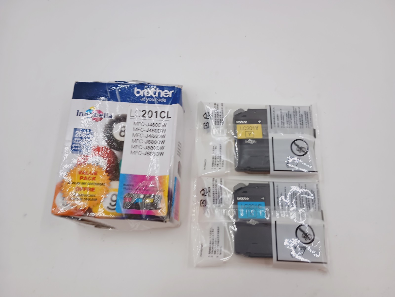 GENUINE OEM BROTHER LC201 (1) YELLOW & (1) CYAN PRINTER INK CARTRIDGES EXP 05/27