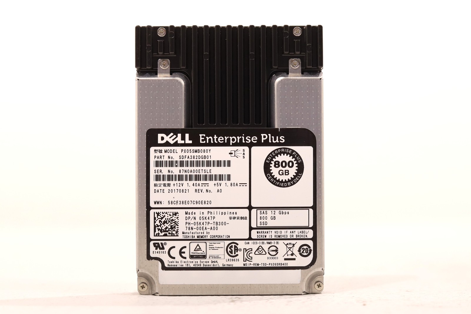 Dell PX05SMB080Y 800GB 2.5" 12Gb/s SAS Solid State Drive Dell P/N: 05K47P Tested