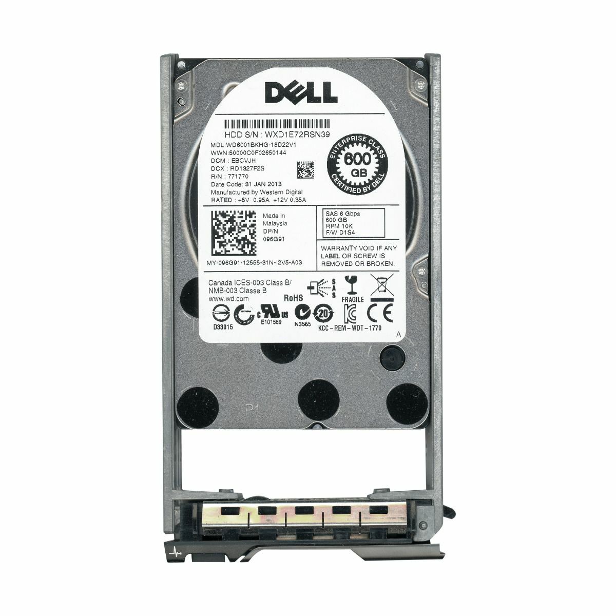 HARD DRIVE DELL 96G91 WD6001BKHG 600GB 10000RPM 32MB SAS-2 2.5" inch