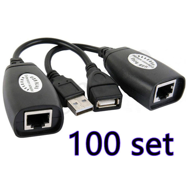 100 X USB Extender - USB 2.0 to RJ45 LAN Extension Adapter Over Cat5/Cat5e /Cat6