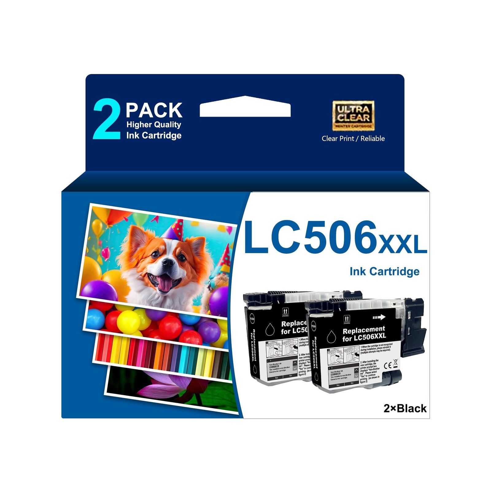 LC506XXL 2Pack Super High Yield Black Ink Cartridges Replacement for MFC-J435...