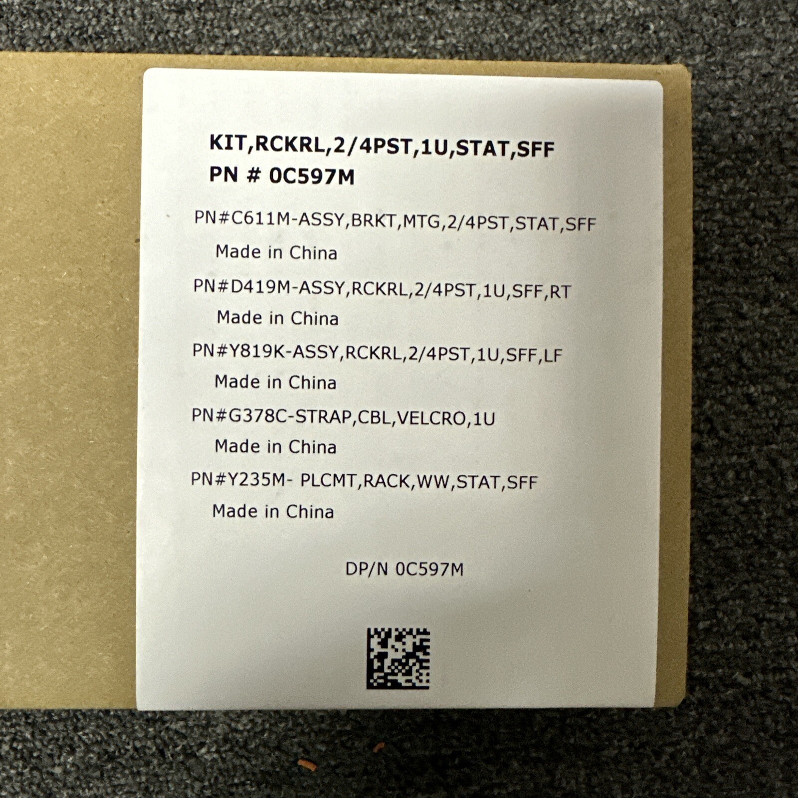 NEW KIT ,RCKRL,2/4PST,1U,STAT,SFF DP/N 0C597M