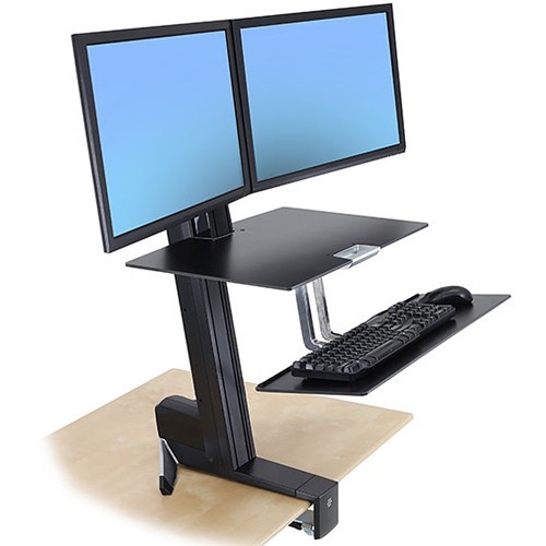 Ergotron 33-349-200 WorkFit-S, Dual Workstation with Worksurface Stand - Black