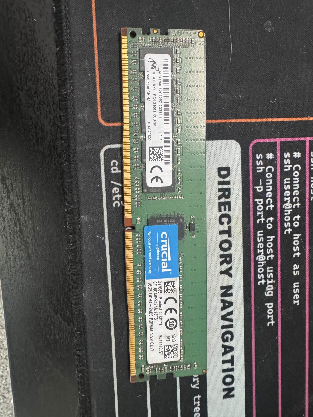 Crucial Micron 16GB DDR4-2400 ECC RDIMM 1Rx4 PC4-19200 CT16G4RFS424A