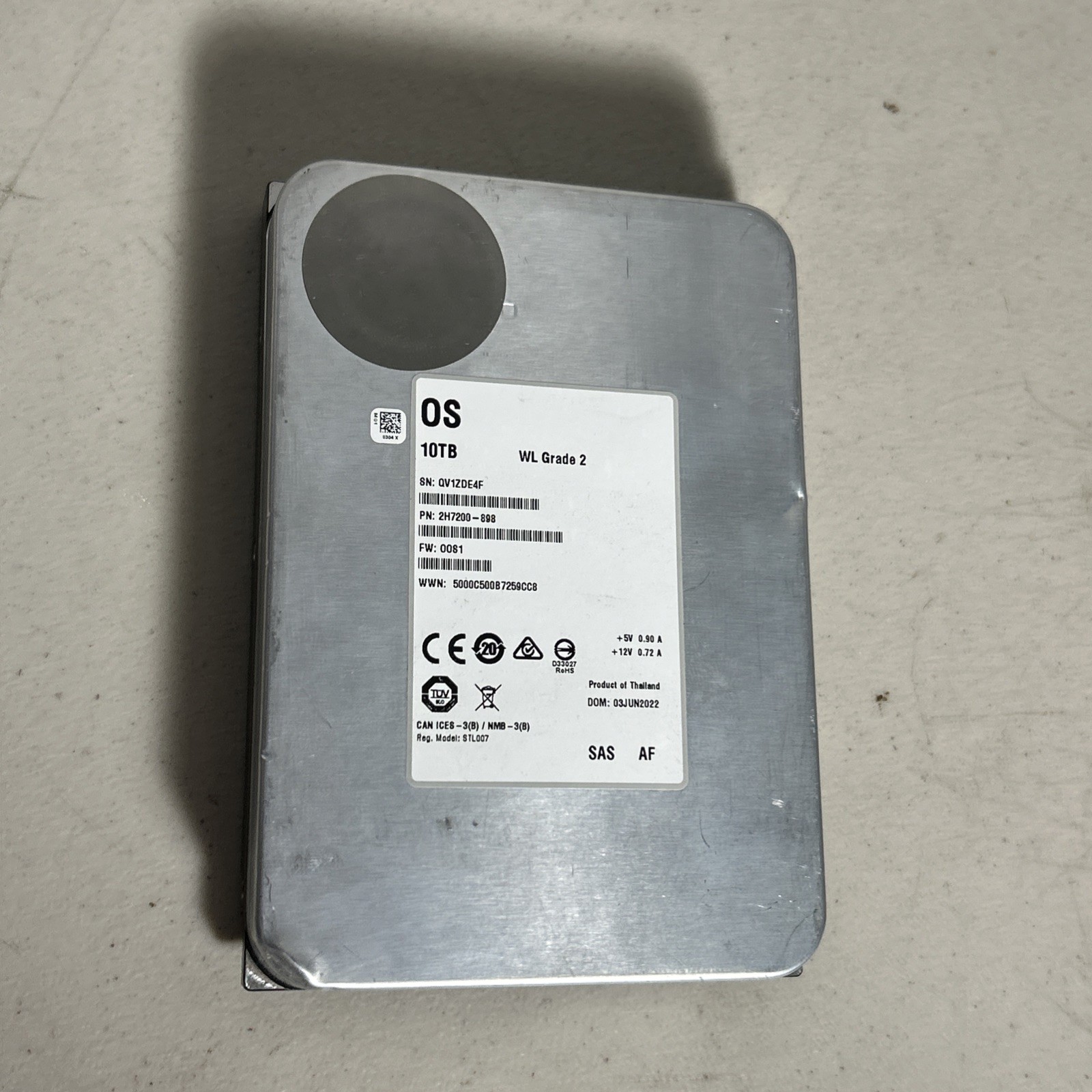 10TB 7.2K SAS 3.5" Hard Drive 12G Fits Dell Server R240 R340 R440 R540 R740