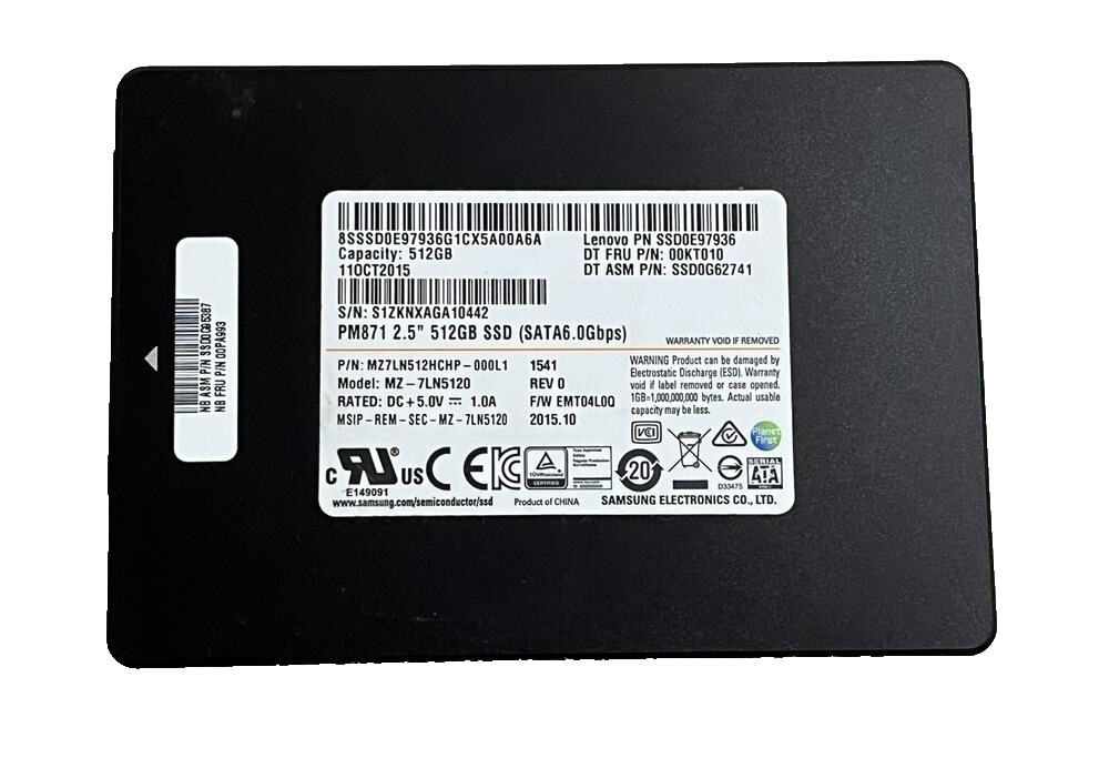 Samsung 2.5" SATA III PM871 MZ-7LN5120 512GB SOLID STATE SSD Drive