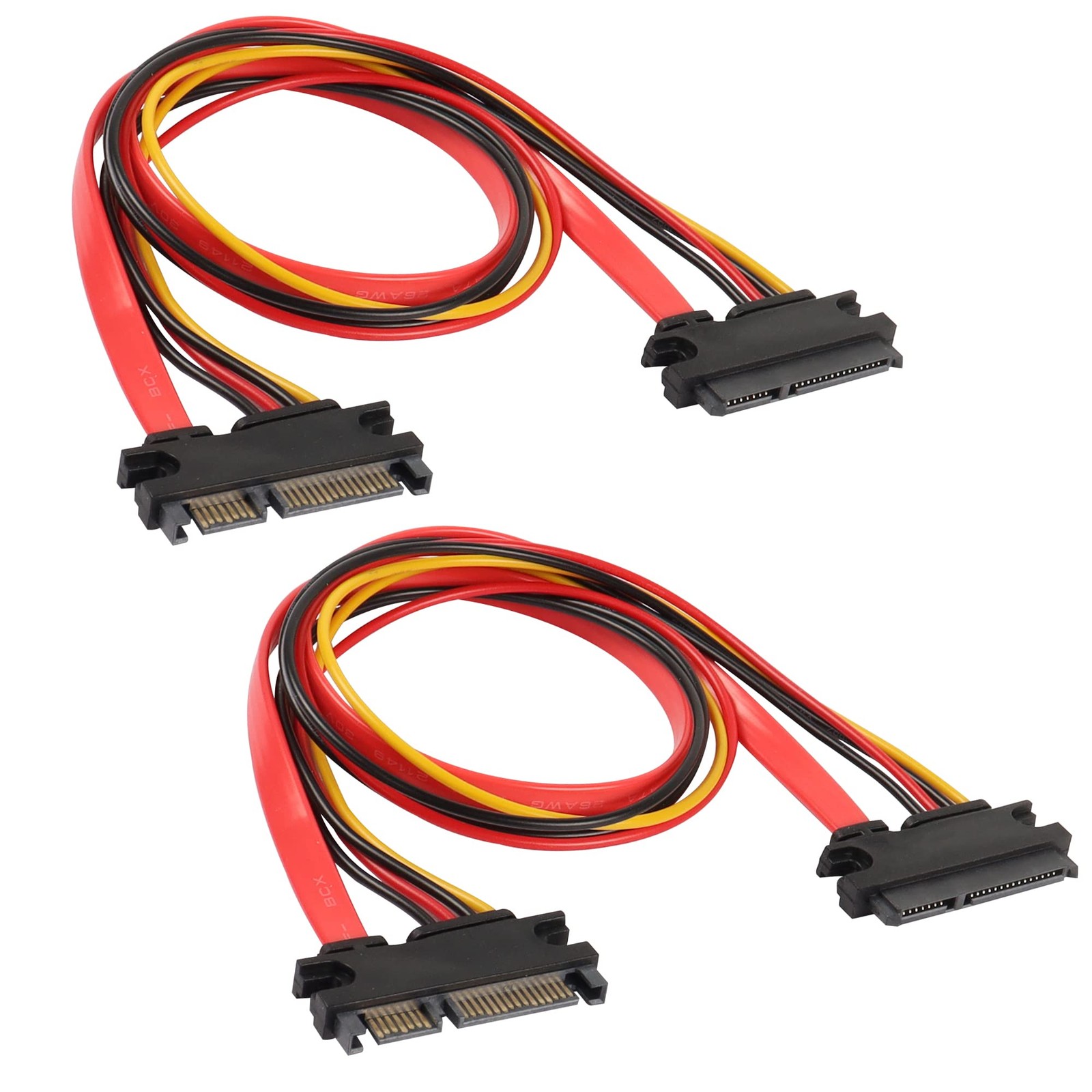 22Pin SATA Power Extension Cable, 2Pack SATA 22Pin (7+15) Male to Female Data...