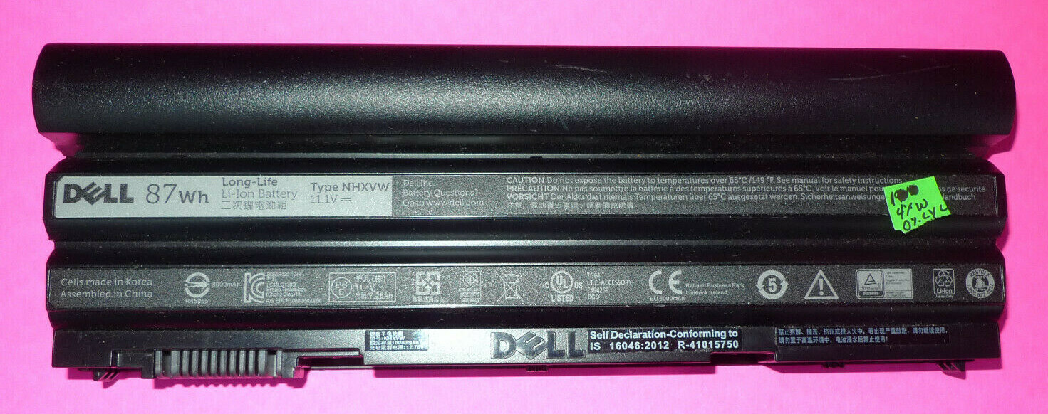New Dell Latitude E5530 E6430 E6440 E6540 Long-Life Laptop Battery 87Wh NHXVW