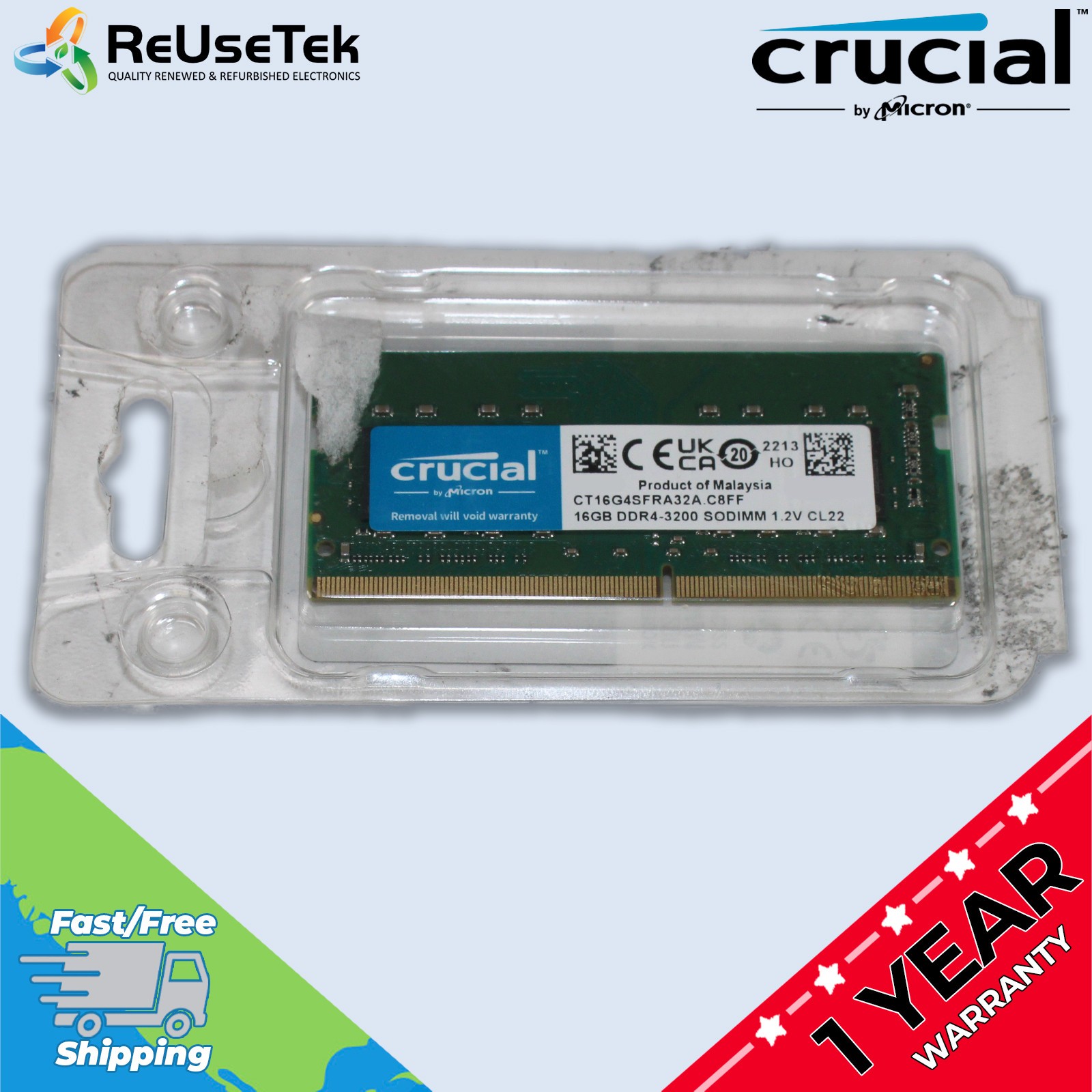 Crucial Micron 16GB DDR4-3200 SO-DIMM 1.2V DDR4 Notebook RAM | CT16G4SFRA32A