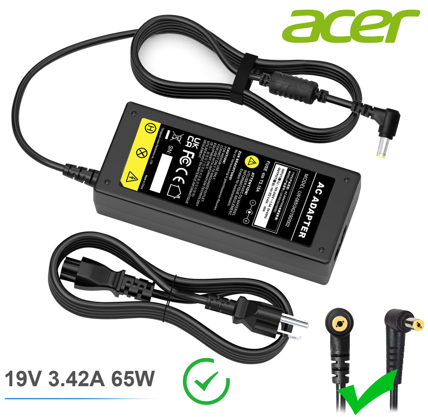 AC Adapter for Gateway NE56R31U NE56R41U NE56R10U MS2285 65W 19V Laptop Charger