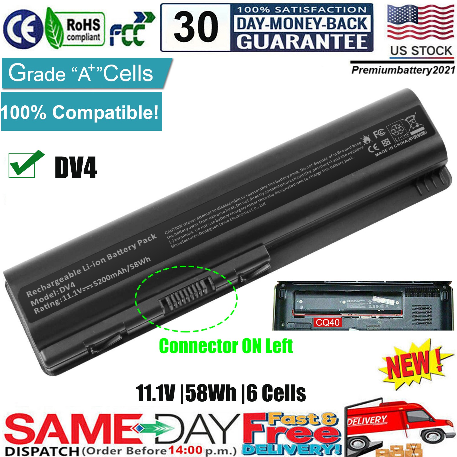 New Battery for HP G60-235WM G60-519WM G71-347CL G60-535DX G71-340US  G71-345CL
