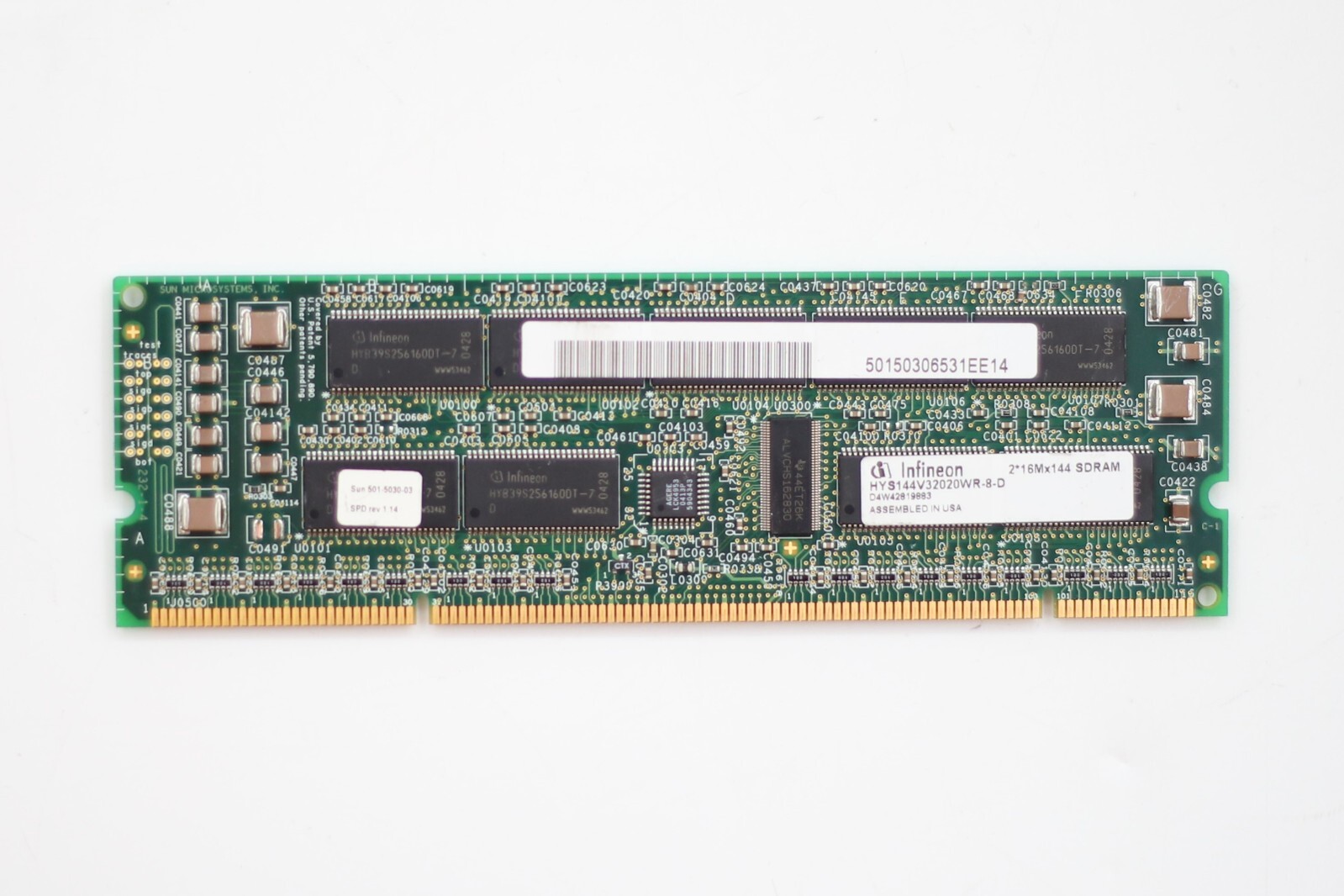 Infineon 2*16Mx144 512MB 100MHz PC100 ECC REG Server RAM HYS144V32020WR-8-D