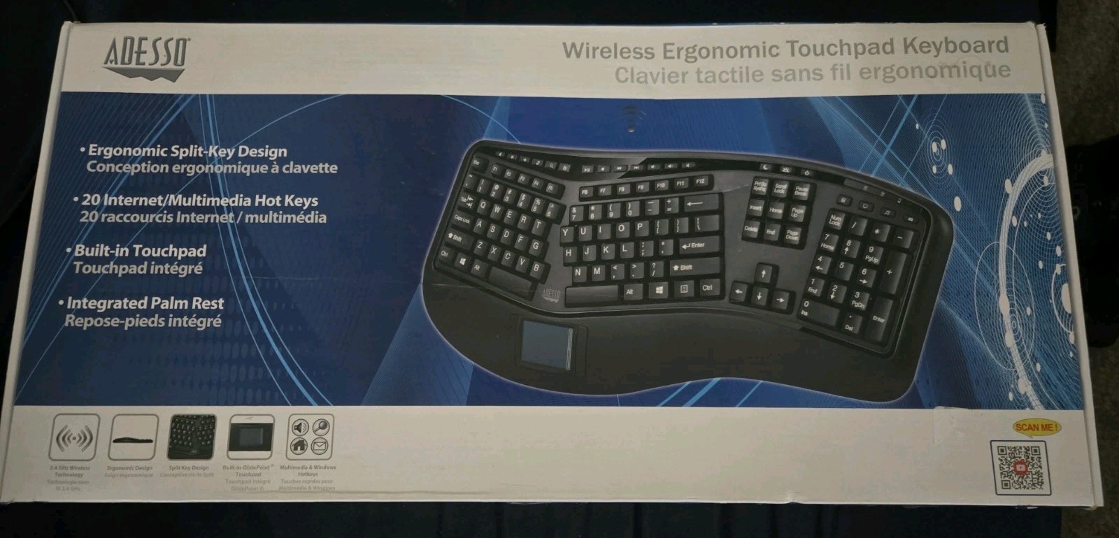 Adesso Tru-Form Wireless Keyboard Black WKB-4500UB **FAST SHIPPING**