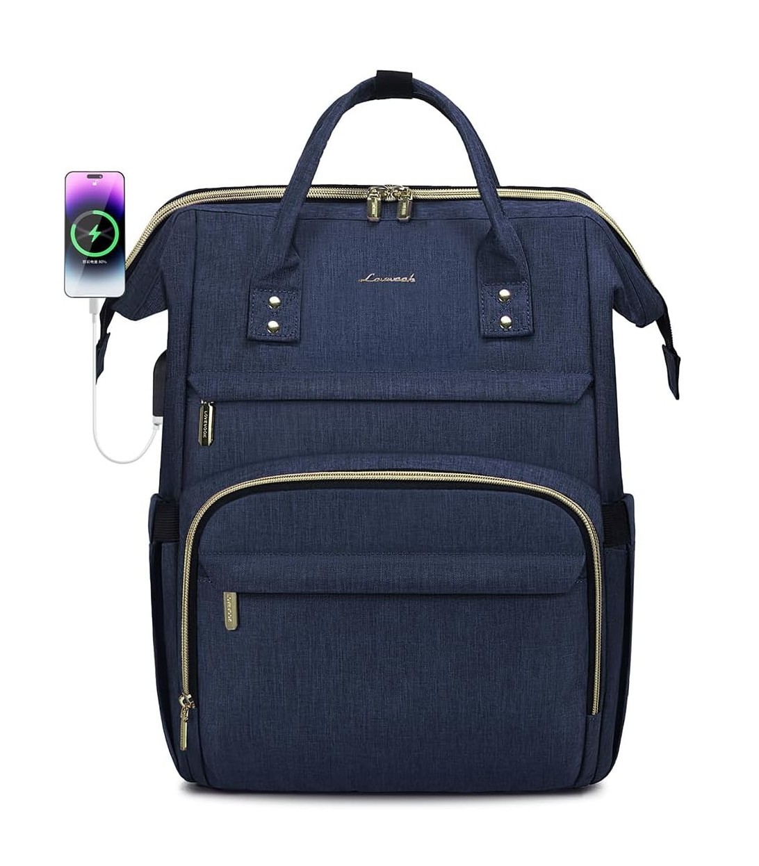 18" Laptop Backpack Carry-on with USB Port, Dark Blue