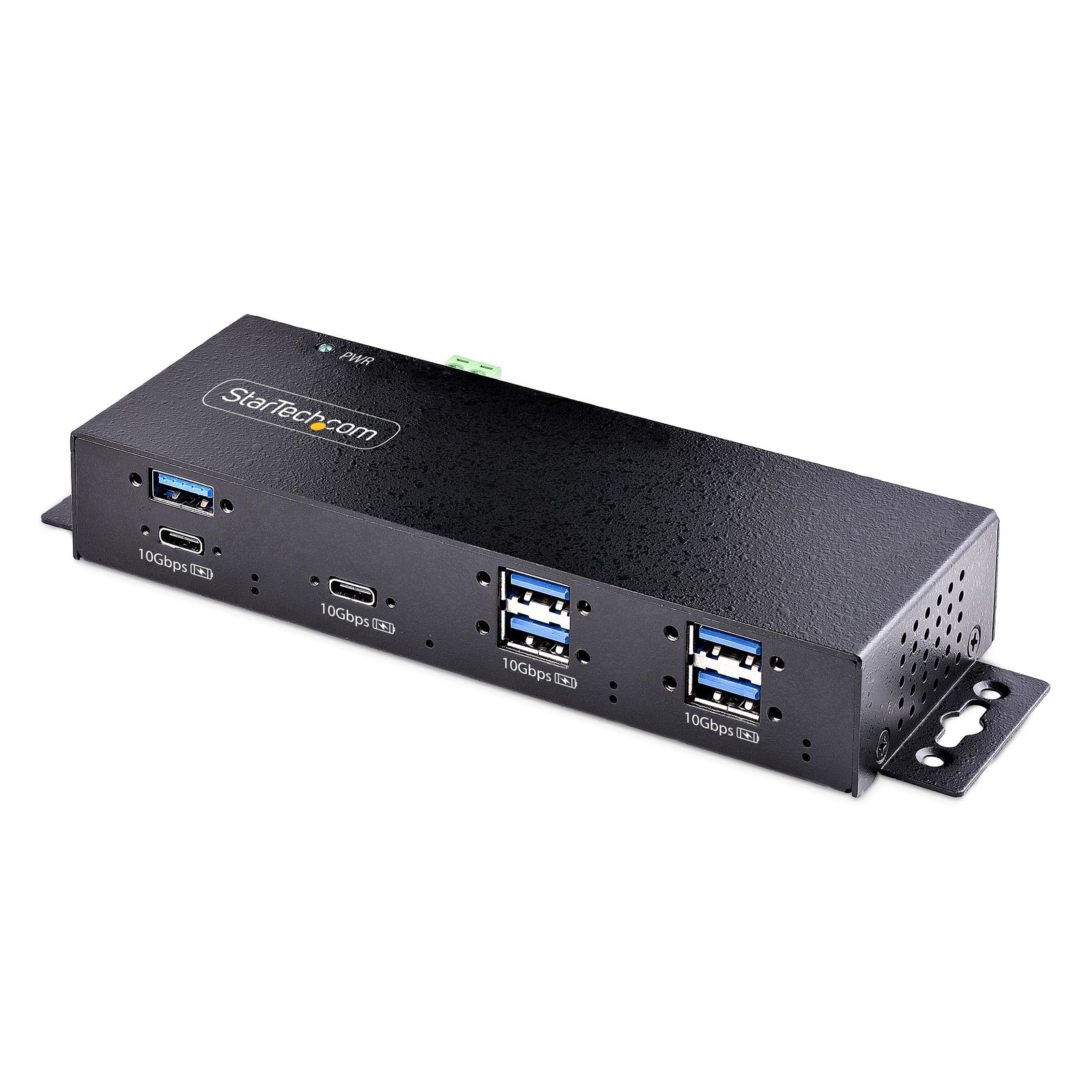 StarTech.com 7-Port Industrial USB 10Gbps Hub with Power Adapter, Black
