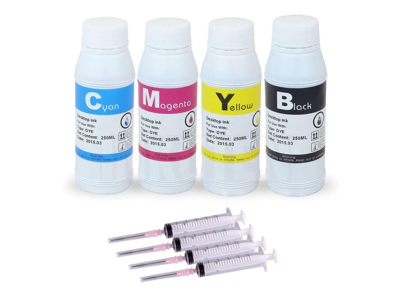 4x250 ml Premium black refill ink for all canon brother eco tank printers ciss