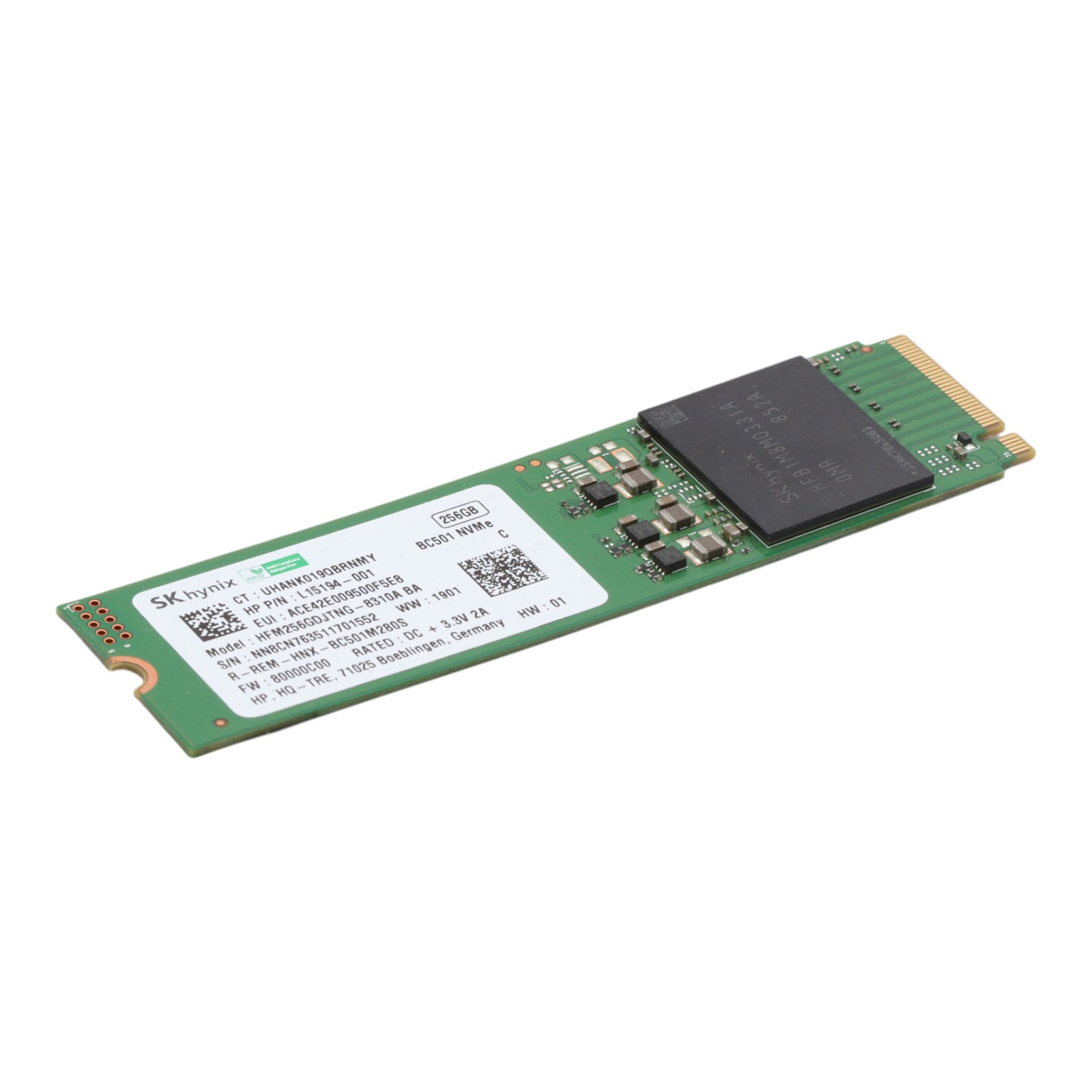 SK Hynix 256GB PCIe 3.0 x2 NVMe M.2 2280 L15194-001 HFM256GDJTNG-8310A BC501 SSD