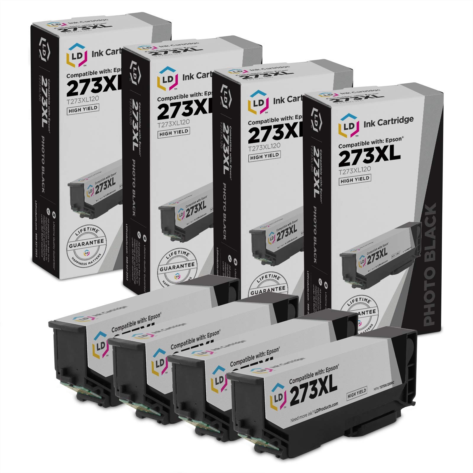 LD Replacement Epson T273XL120 / T273120 Set of 4 HY Photo Black Ink Cartridges