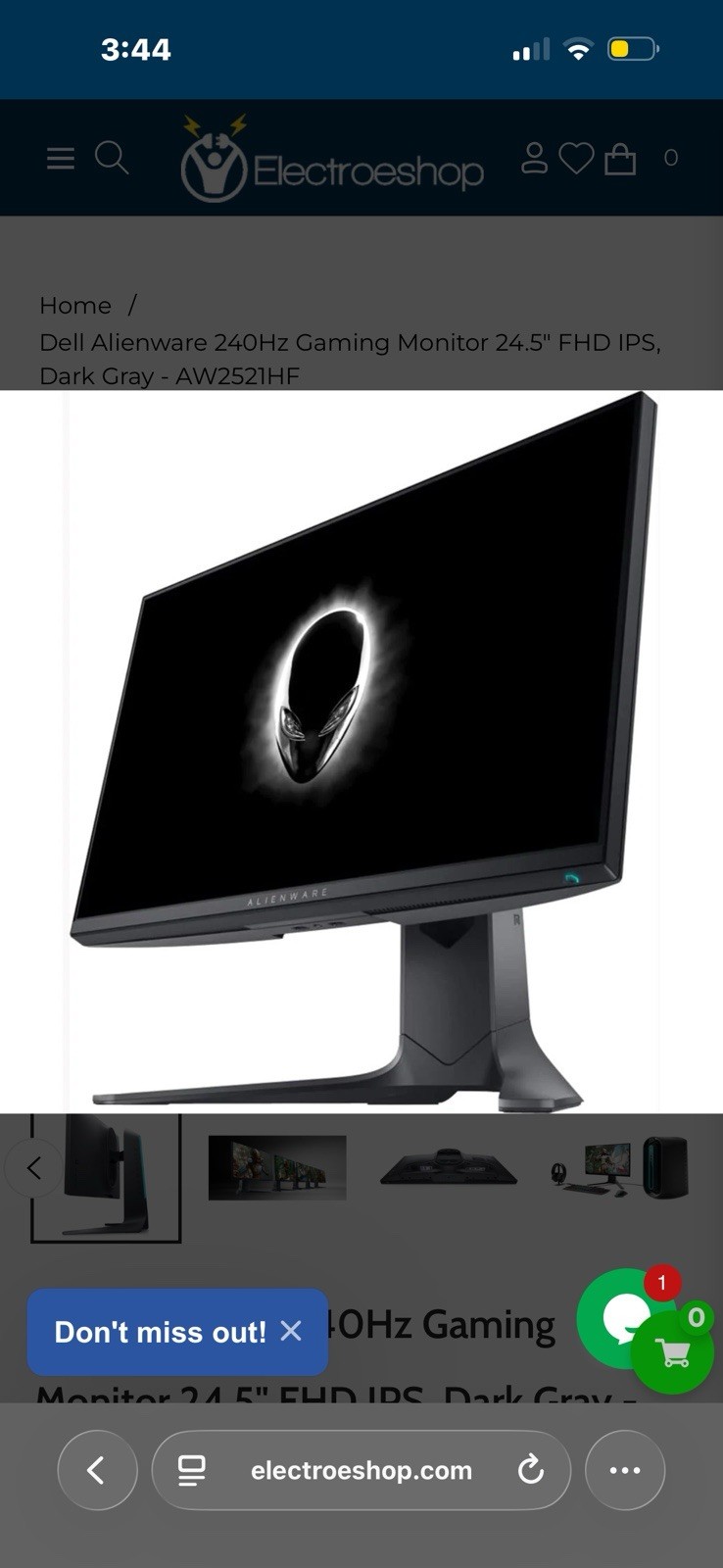 Alienware AW2521HF 24.5" 240Hz FHD IPS Gaming Monitor Dark Gray USB Hub