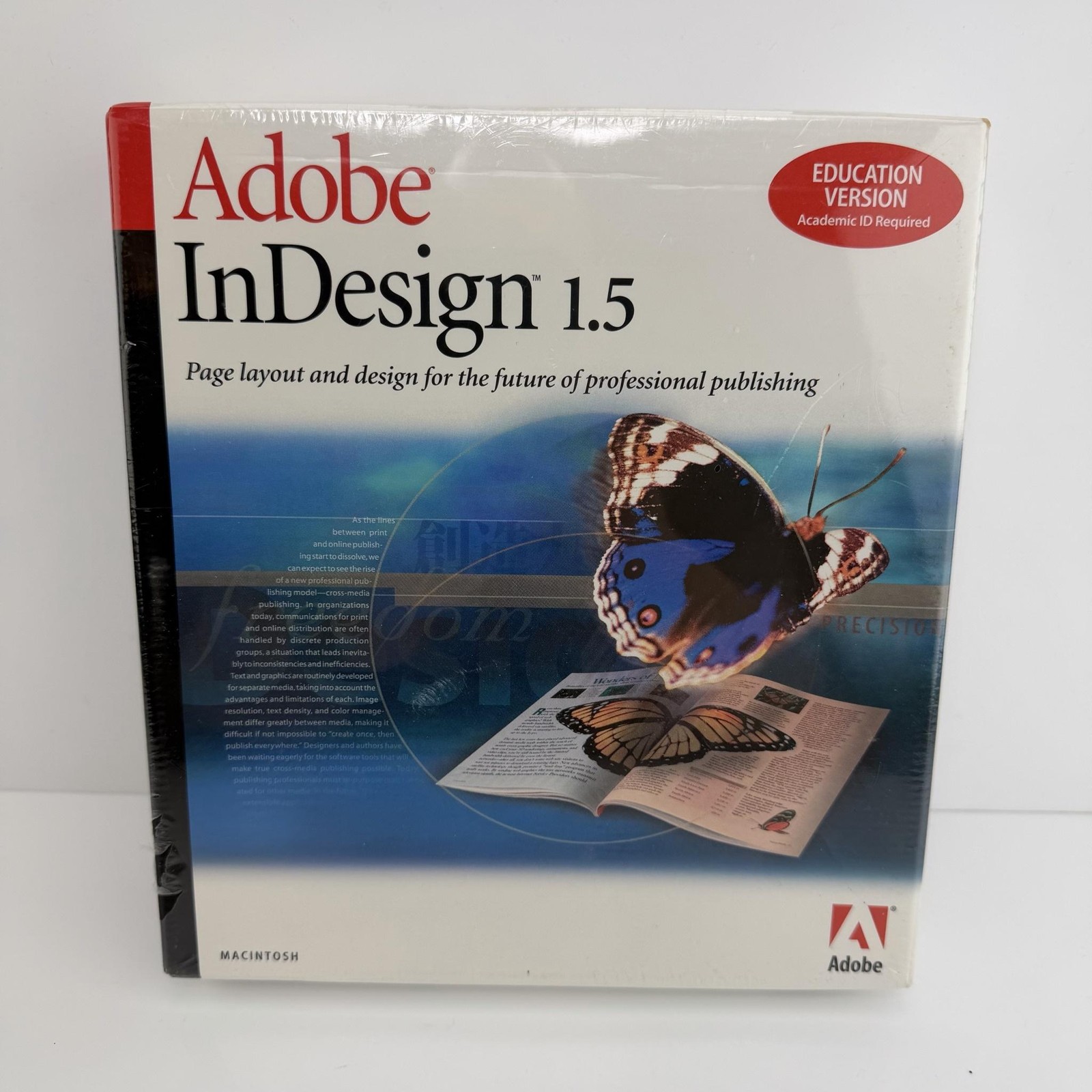 Vintage 2000 Adobe InDesign 1.5 Education Version Mac Software CD-ROM NEW SEALED