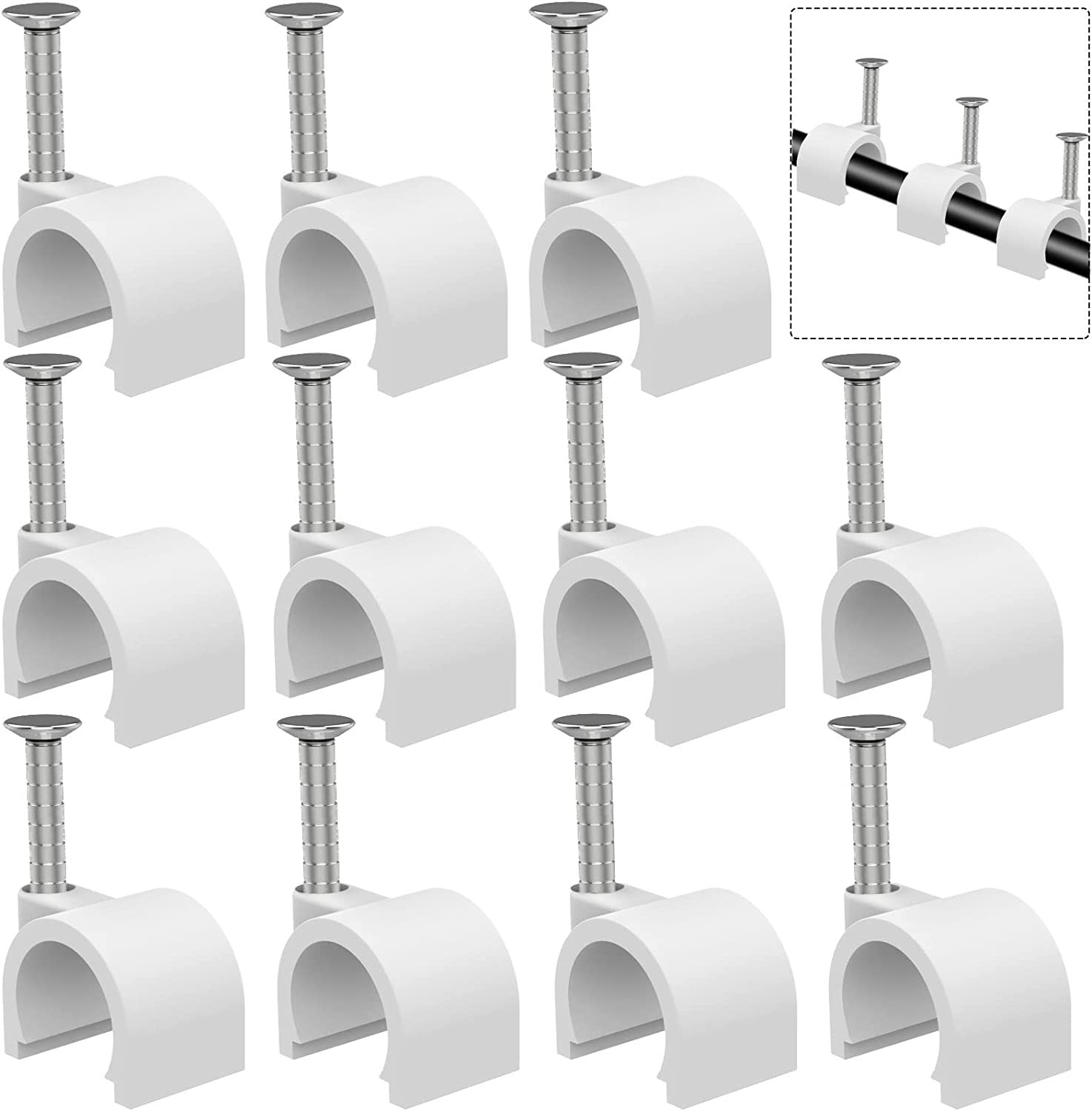 Clips para cables de 10 mm con clavos, 100 unidades