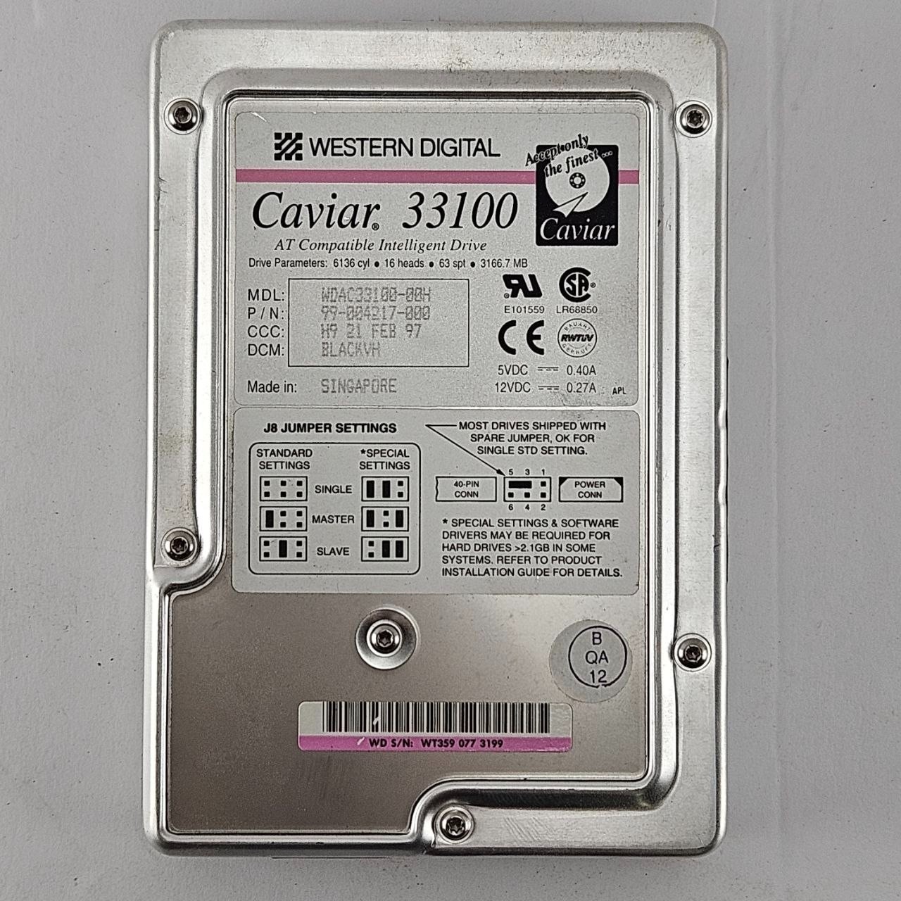 Western Digital Caviar 33100 3.1GB IDE PATA HDD Tested Working E1032