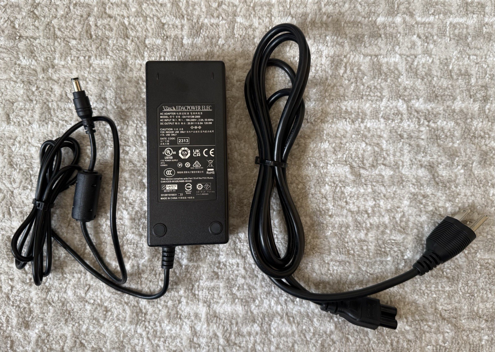 Genuine OEM EDac 120W AC Power Adapter EA11013M-2000 Charger 20V 6A 5.5x2.5mm