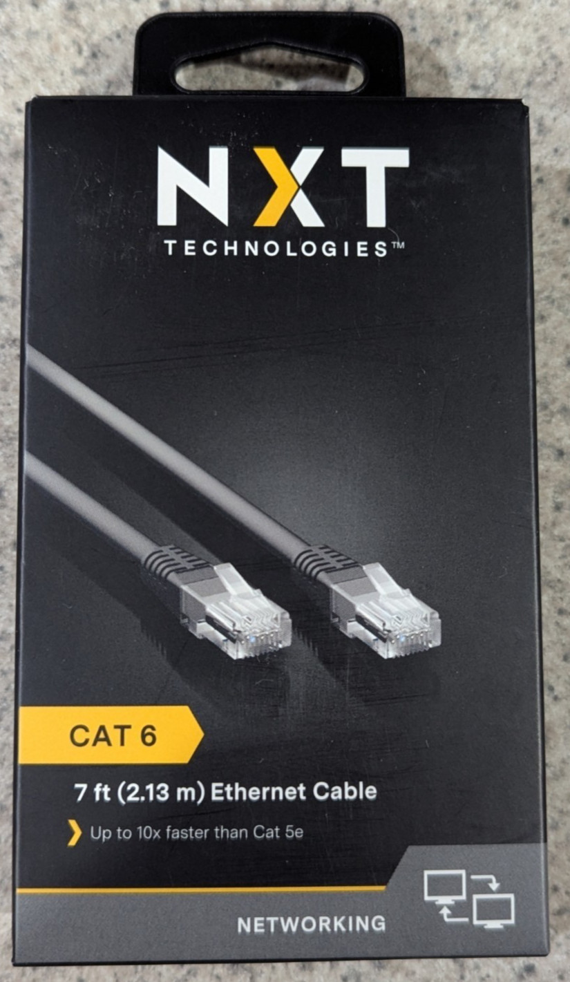 NXT Technologies Cat 6 7' Ethernet Cable Networking Cord Black NX29774