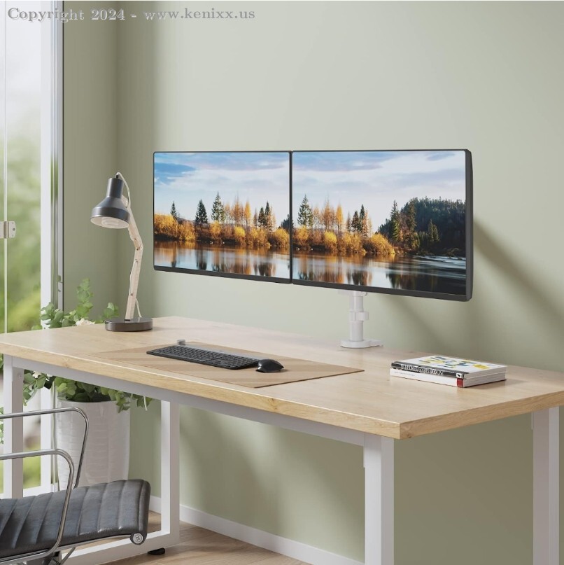 WALI GSDM002 Dual LCD Monitor Desk Mount - White - up to 27\" 17.6lbs each