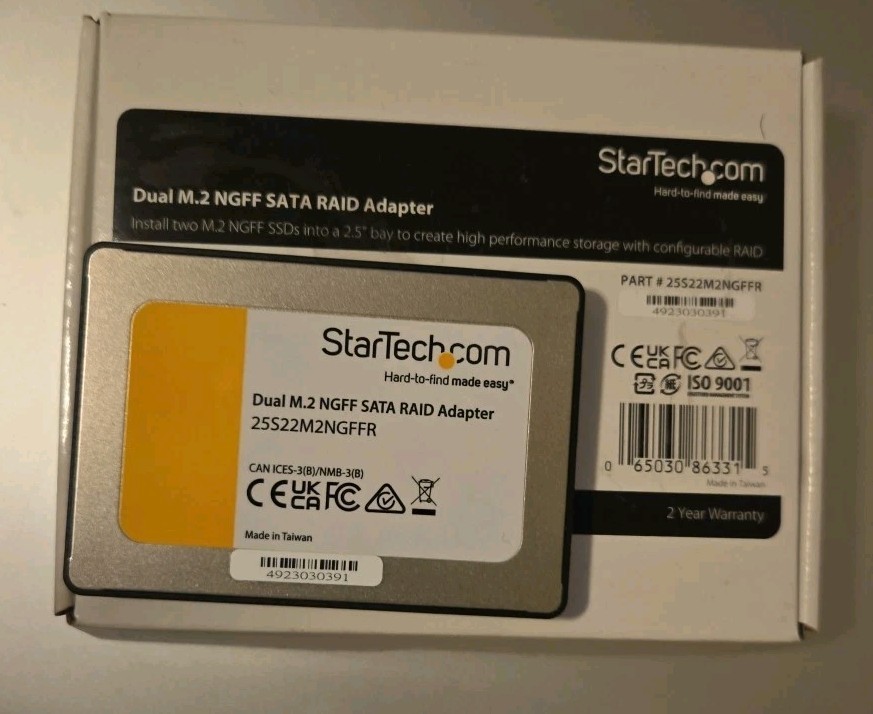 Startech Dual M.2 NGFF SATA RAID 2.5" Adapter 25S22M2NGFFR