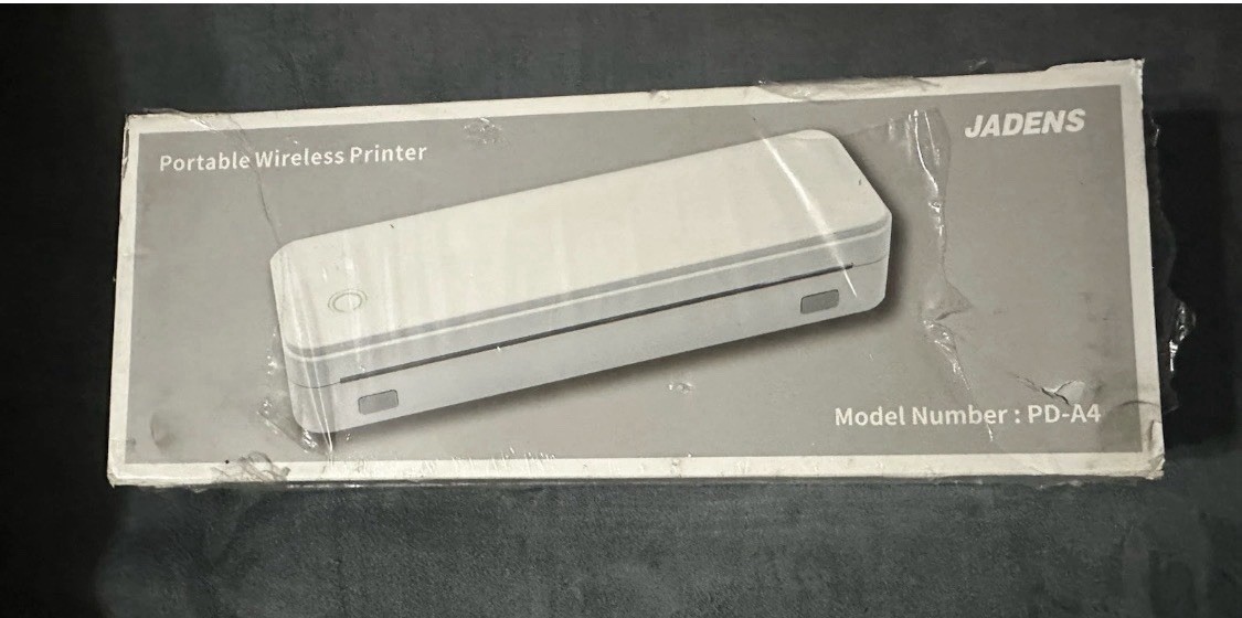 JADENS PD-A4 Portable Wireless Thermal Printer, A4 Black & White, READ