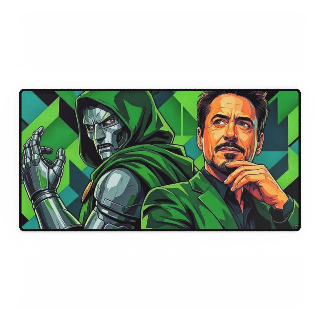 Doctor Doom And Tony Stark Pop Art Portrait Mouse Pad Desk Mats Marvel Comics