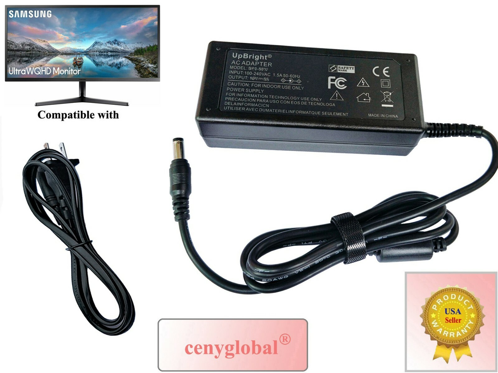 AC Adapter For Samsung J525D 32" SJ55W 34 inch Monitor BN44-00887A Power Supply