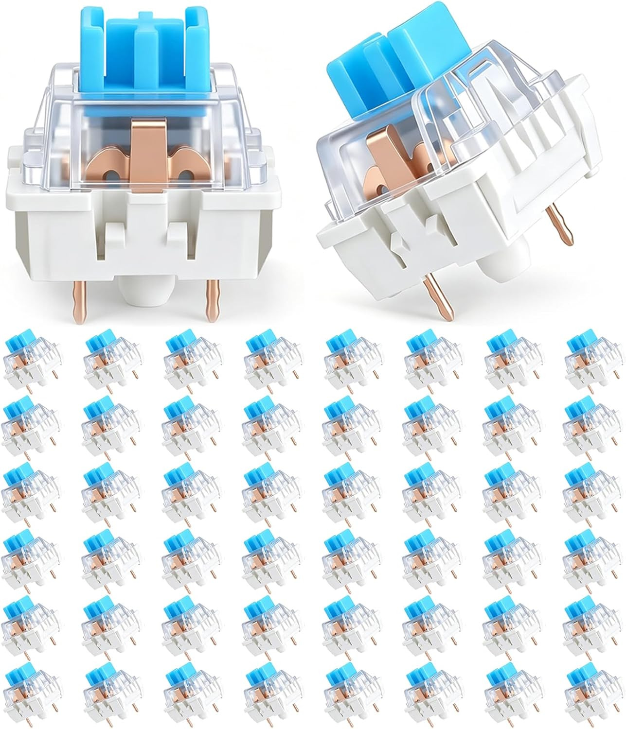 Keyboard Switches, 50 Pcs 3 PIN Blue Keyboard Clicker Dustproof Mechanical Ke