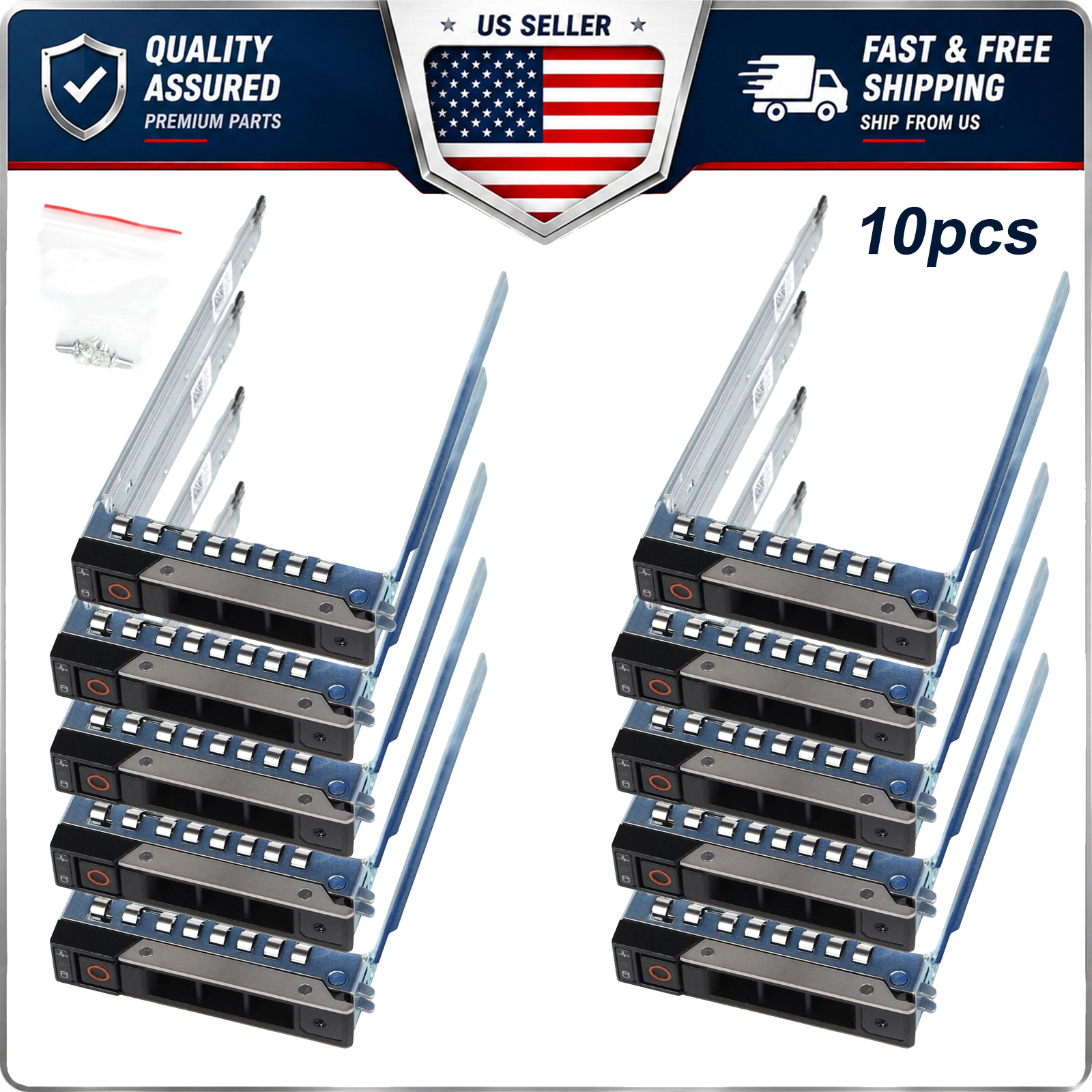 10PCS DXD9H 14th Gen Hard Drive Caddy Tray for Dell R640 R740 SAS SATA 2.5" SFF