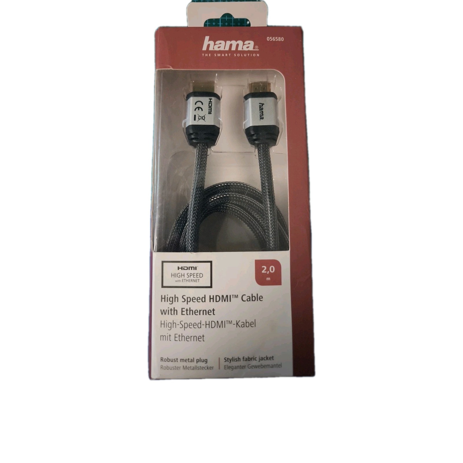 Hama 56580 HDMI Cable High Speed HDMI with Ethernet 2 m Black NEW Original Packaging
