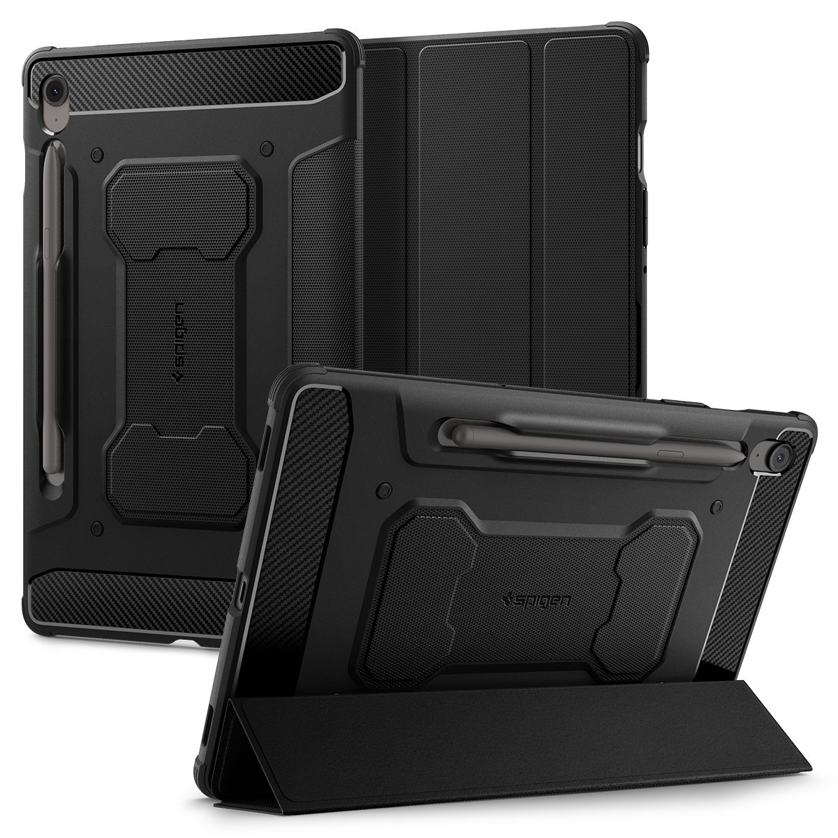 For Galaxy Tab S10 FE + | Spigen [ Rugged Armor Pro ] Shockproof Slim Cover