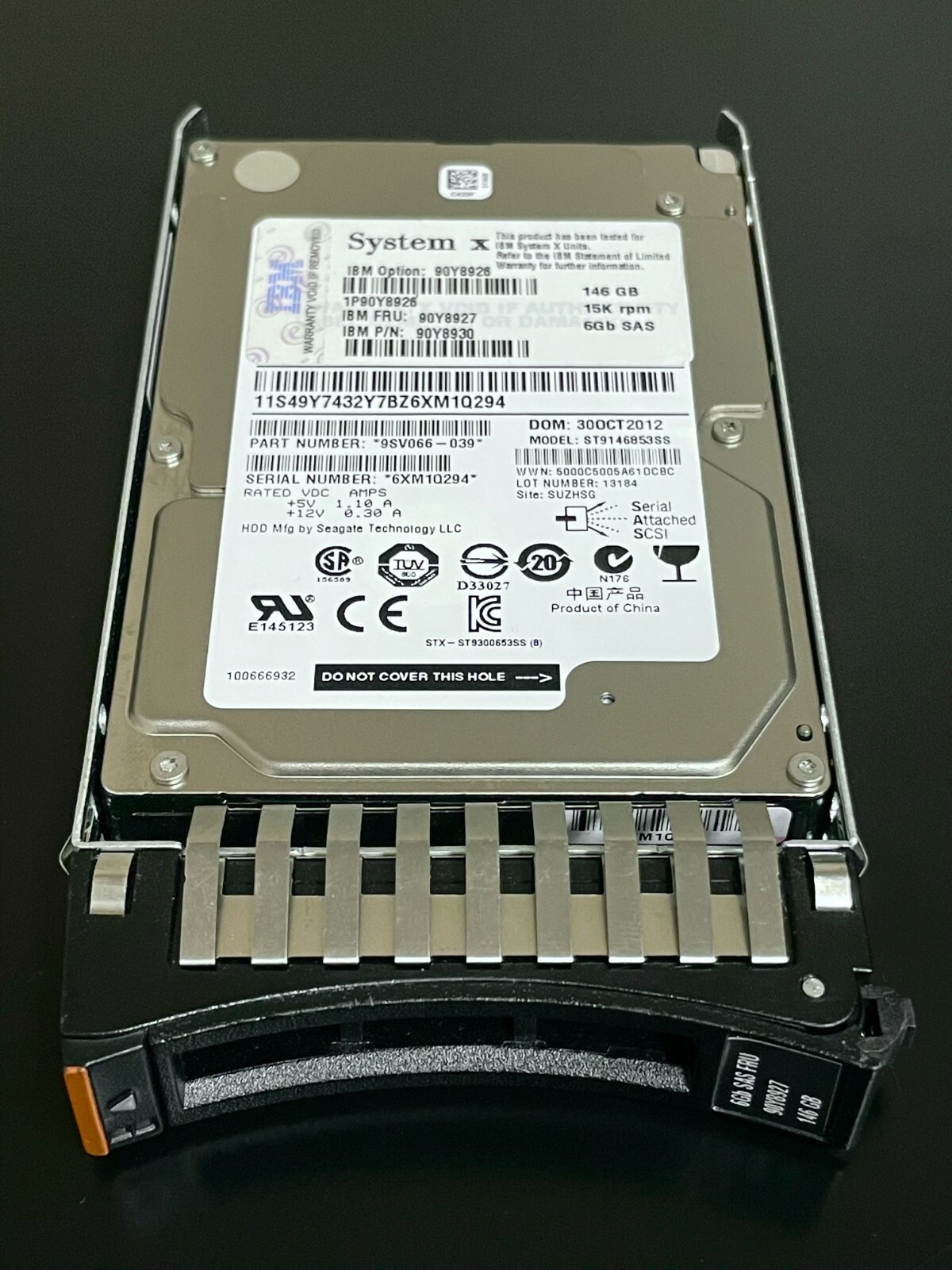 90Y8927 FOR IBM 90Y8926 146GB 15K 6Gb 2.5in SFF G2HS SAS HDD