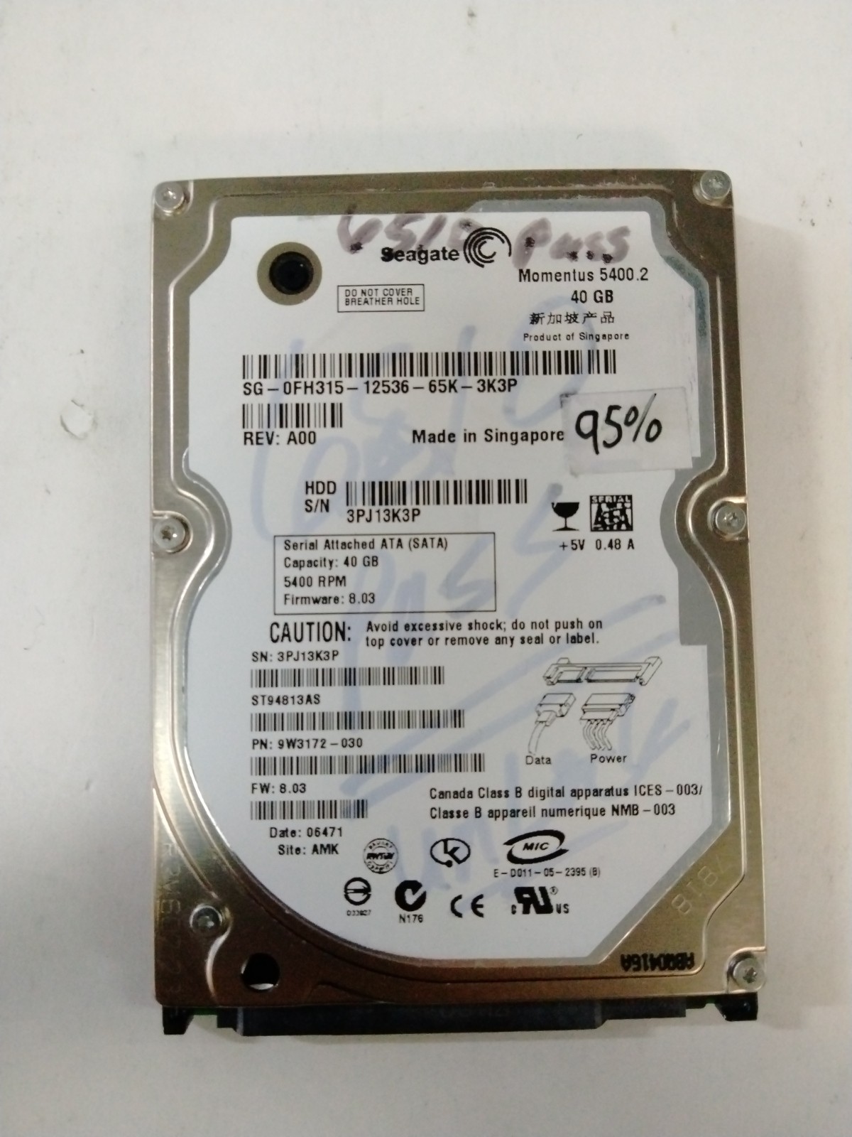Seagate Momentus 5400.2 40GB Internal 5400RPM 2.5" (ST94813AS) HDD