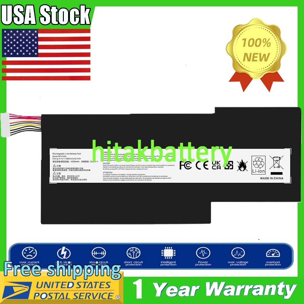 New BTY-M6K Battery for MSI MS-17B4 MS-16K3 GF63 8RC 8RD GF65 GF75 GS73VR GS63VR