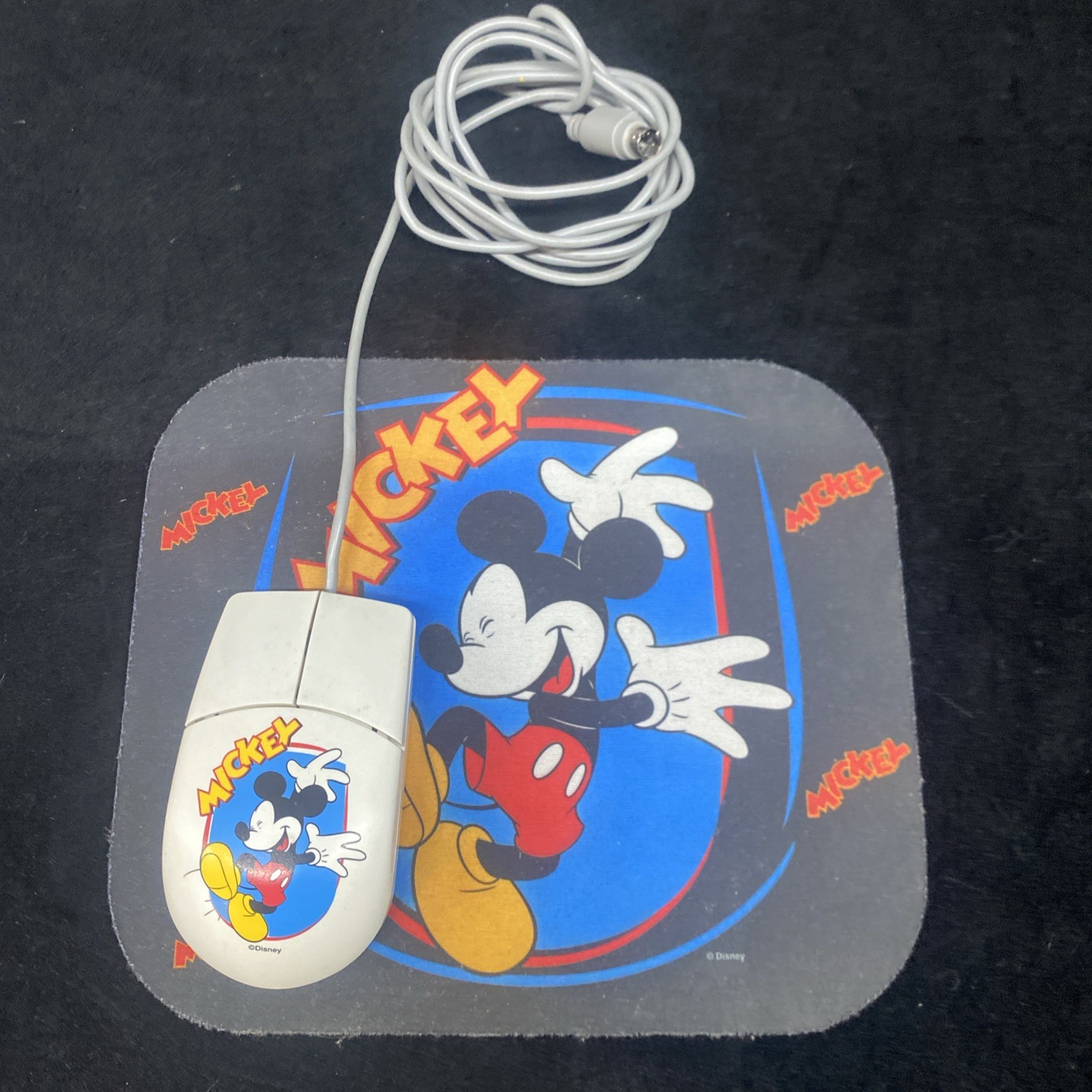 Fellowes Mickey Mouse Disney Vintage 2-Button Computer Mouse W Pad Untested