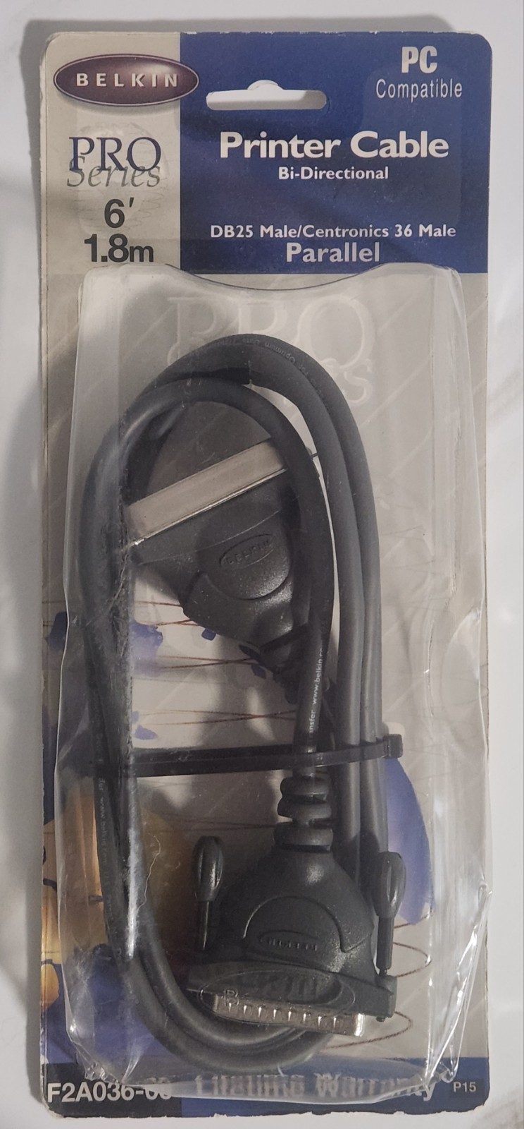 Vintage 1999 Belkin 6' Printer To PC  Cable Db25 New Sealed