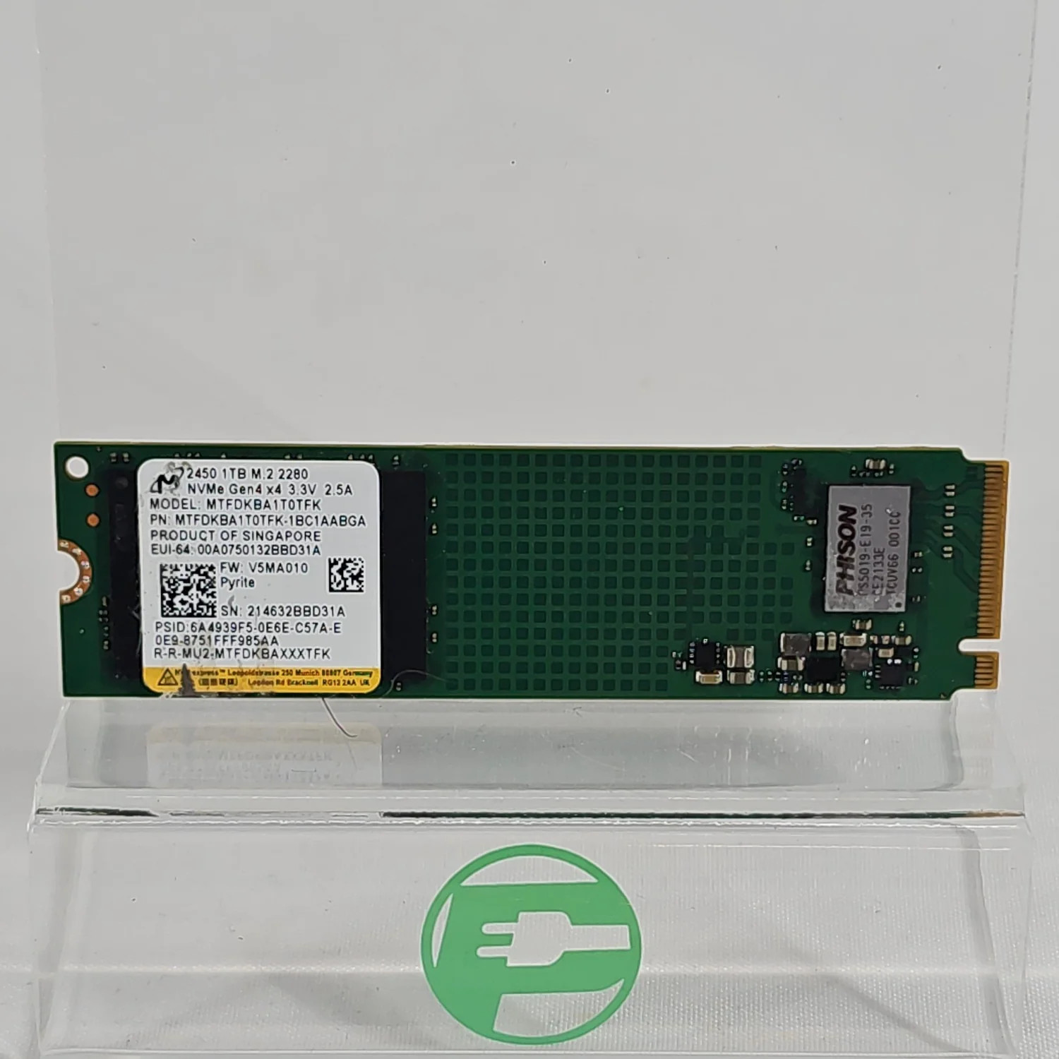 Micron 2280mm 2450 1TB M.2 NVMe Gen 4.0 x 4 SSD MTFDKBA1T0TFK