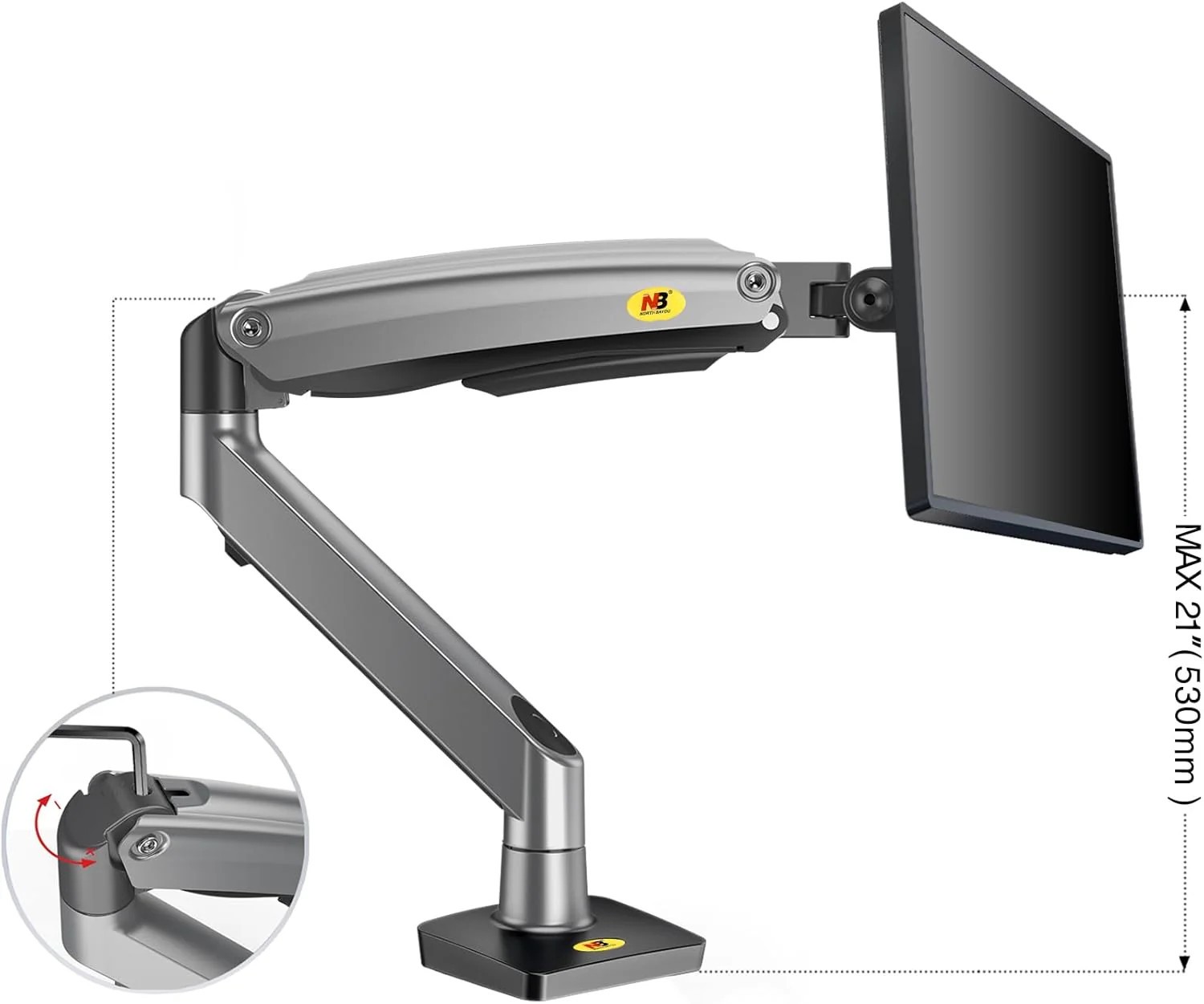 NB North Bayou F100A, Full-motion Gas-Spring Adjustible Monitor Arm & Desk Mount